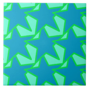 Modern Star Geometric Pattern, Jade Green en Blue Tegeltje