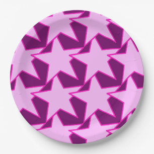 Modern Star Geometric - roze en amethyst paars Papieren Bordje