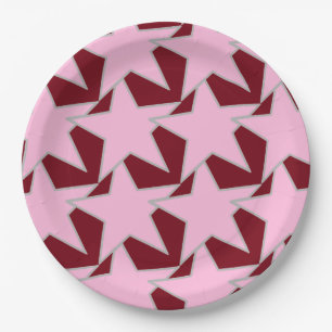 Modern Star Geometric - roze en Bourgogne Papieren Bordje