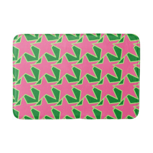 Modern Star Geometric - watermeloen roze en groen Badmat
