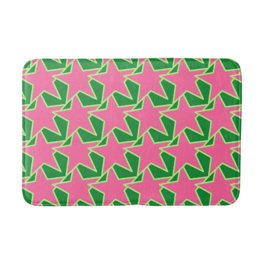 Modern Star Geometric - watermeloen roze en groen Badmat (Voorkant)