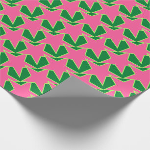 Modern Star Geometric - watermeloen roze en groen Cadeaupapier