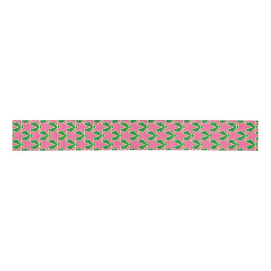 Modern Star Geometric - watermeloen roze en groen Grosgrain Lint (Voorkant)