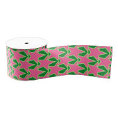 Modern Star Geometric - watermeloen roze en groen Grosgrain Lint (Spoel)