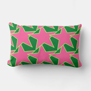 Modern Star Geometric - watermeloen roze en groen Kussen