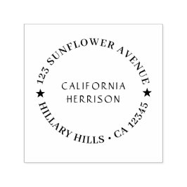 Modern Star | Handwritten Round Return Address Zelfinktende Stempel