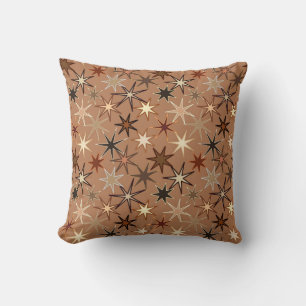 Modern Starburst Print, Coffee Brown en Beige Kussen