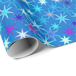 Modern Starburst Print, Deep Cerulean Blue Cadeaupapier