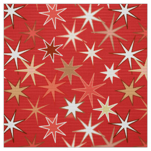 Modern Starburst Print, diep Mandarijns Oranje Stof