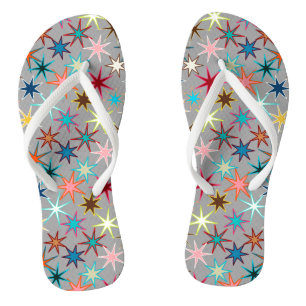 Modern Starburst Print, Jewel kleuren op grijs Teenslippers