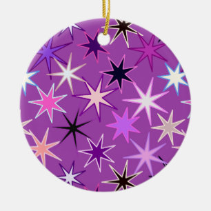 Modern Starburst Print, Violet Paars en Orchid Keramisch Ornament