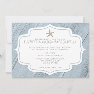 Modern Starfish Beach Wedding Invitations Kaart