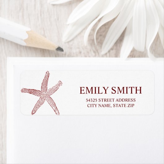 Modern Starfish Return Adress Etiket (Insitu)
