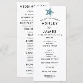Modern Starfish Wedding Ceremony Programme Blue Gr Programma (Voorkant / Achterkant)