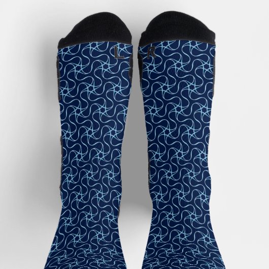 Modern Stars Pattern Unique Trippy Cool Navy Blue Sokken (Top)