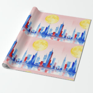 Modern stedelijk landschap cadeaupapier