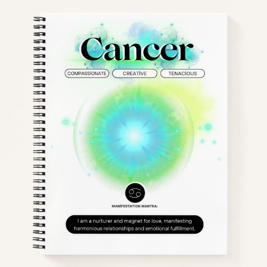 Modern sterrenbeeld kanker Quote Water Element Notitieboek (Voorkant)