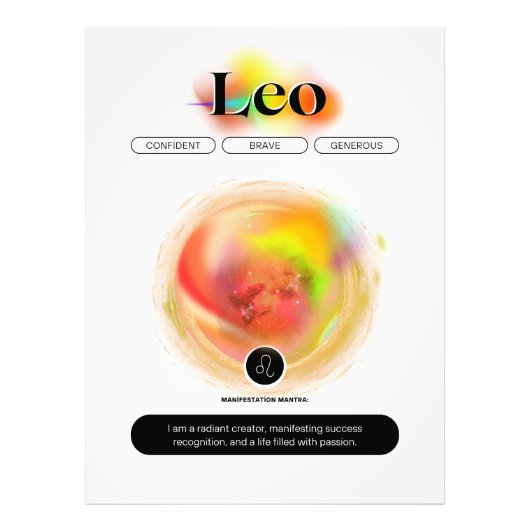 Modern sterrenbeeld Leo Quote | elementenvuur Foto Afdruk (Voorkant)