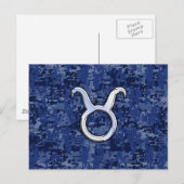 Modern Stier Sterrenbeeld Navyblauw Digitaal Camo Briefkaart (Voorkant / Achterkant)