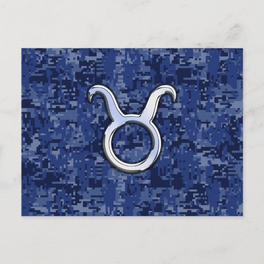 Modern Stier Sterrenbeeld Navyblauw Digitaal Camo Briefkaart (Voorkant)