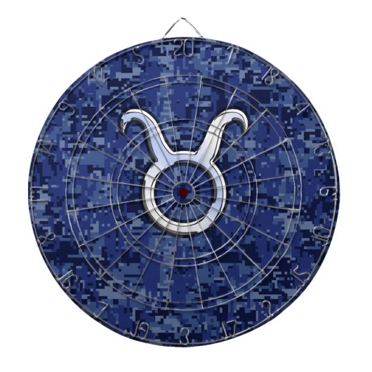 Modern Stier Zodiac Sterrenbeeld Marineblauwe Digi Dartbord (Voorkant)