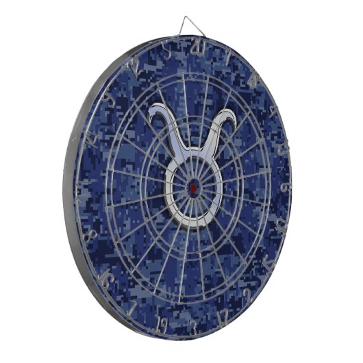 Modern Stier Zodiac Sterrenbeeld Marineblauwe Digi Dartbord (Voorkant Links)
