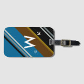 Modern Stijl Gestreepte Custom Monogram Bagagelabel (Voorkant (horizontaal))
