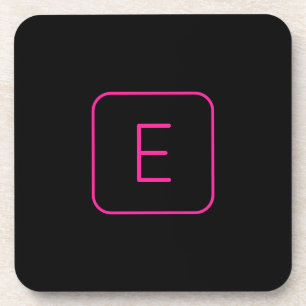 Modern Stijl Initiaal Monogram Roze & Zwart Bier Onderzetter