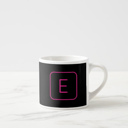 Modern Stijl Initiaal Monogram | Roze & Zwart Espresso Kop (Rechts)