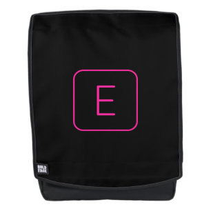 Modern Stijl Initiaal Monogram   Roze & Zwart Rugtassen