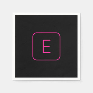 Modern Stijl Initiaal Monogram Roze & Zwart Servet