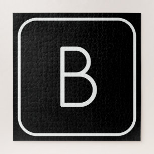 Modern Stijl Initiaal Monogram Wit & Zwart Legpuzzel