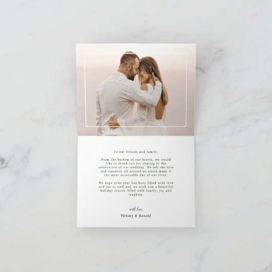 Modern Stijlvol2 Foto Vrolijk en getrouwd Kerstmis Bedankkaart (Binnen)