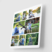 Modern stijlvol 8 fotocollage vierkante klok (Hoek)