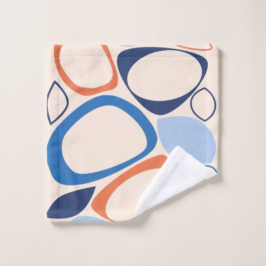 Modern stijlvol abrikozenblauw crème Abstract patr Bad Handdoek (Wasdoekje)