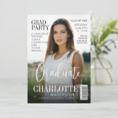 Modern Stijlvol Afstuderen Magazine Hoesje Afstude Kaart (Staand voorkant)