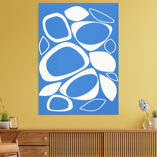 Modern stijlvol blauw crème Abstract patroon Canvas Afdruk (Insitu (Woonkamer))