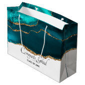 Modern stijlvol Blauwgroen Agaat & Gold Lint Afstu Groot Cadeauzakje (Achterkant Gekanteld)