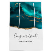 Modern stijlvol Blauwgroen Agaat & Gold Lint Afstu Medium Cadeauzakje (Achterkant)