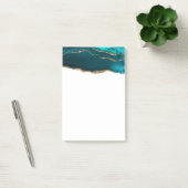 Modern stijlvol Blauwgroen agate & Gold Ribbon op Post-it® Notes (Kantoor)