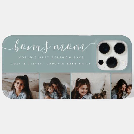 Modern Stijlvol Blauwgroen Fotobonus Moeder Moeder Case-Mate iPhone Case (Achterkant (horizontaal))