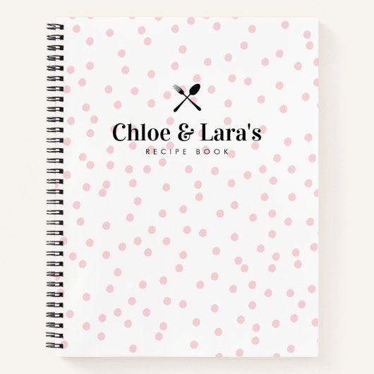 Modern stijlvol blush polka dot blanco recept boek (Voorkant)