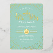 MODERN STIJLVOL BRUILOFT mini confetti mint goud Folie Uitnodiging (Voorkant)