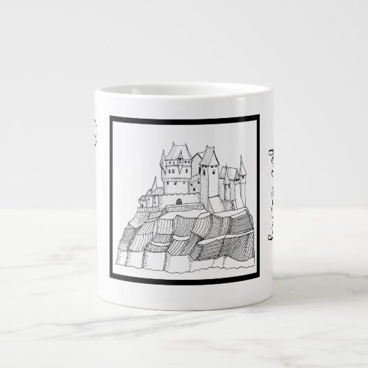 Modern stijlvol Castle Black and White Extra Grote Beker (Voorkant)