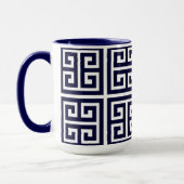 Modern stijlvol, diep blauw Grieks sleutelpatroon Mok (Links)
