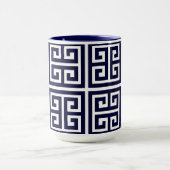 Modern stijlvol, diep blauw Grieks sleutelpatroon Mok (Midden)