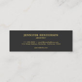 Modern, stijlvol, donkergrijs goudberoeps mini visitekaartje (Achterkant)