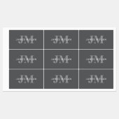 Modern Stijlvol Donkergrijs Monogram & Naam Labels (Vel)
