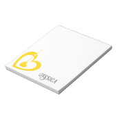 Modern Stijlvol Eenvoudig Geel Hart Monogrammed Notitieblok (Gedraaid)