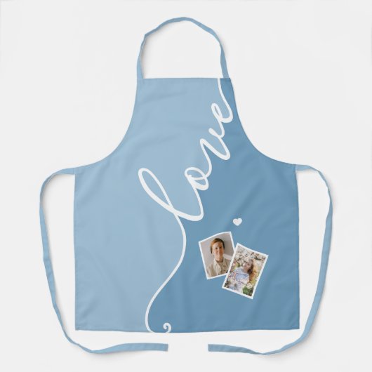 Modern stijlvol fotoscript blauw schort (Voorkant)